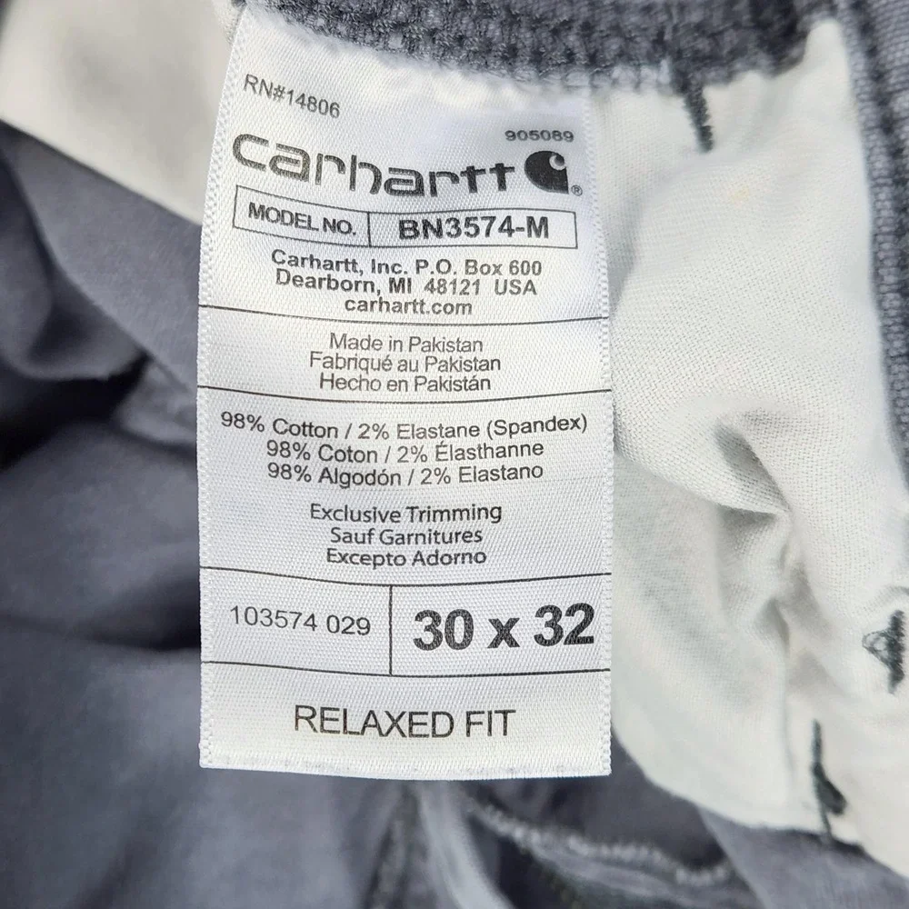 Carhartt Rugged Flex Pants Mens 30x32 Gray Relaxed Fit Canvas Cargo Workwear